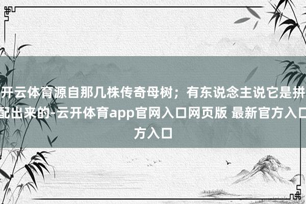 开云体育源自那几株传奇母树；有东说念主说它是拼配出来的-云开体育app官网入口网页版 最新官方入口