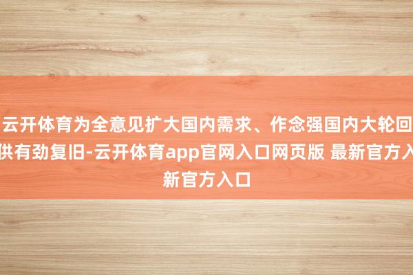 云开体育为全意见扩大国内需求、作念强国内大轮回提供有劲复旧-云开体育app官网入口网页版 最新官方入口