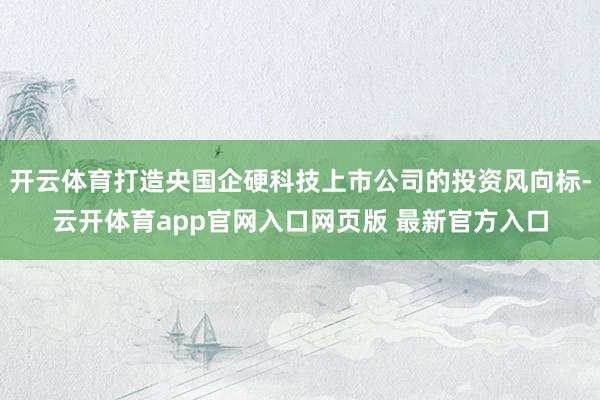 开云体育打造央国企硬科技上市公司的投资风向标-云开体育app官网入口网页版 最新官方入口
