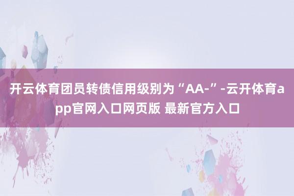 开云体育团员转债信用级别为“AA-”-云开体育app官网入口网页版 最新官方入口