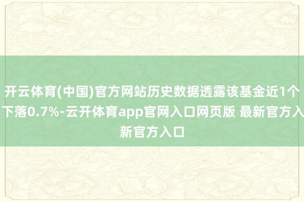 开云体育(中国)官方网站历史数据透露该基金近1个月下落0.7%-云开体育app官网入口网页版 最新官方入口