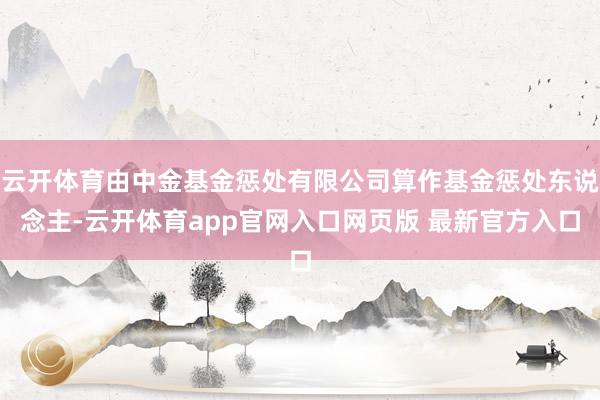 云开体育由中金基金惩处有限公司算作基金惩处东说念主-云开体育app官网入口网页版 最新官方入口