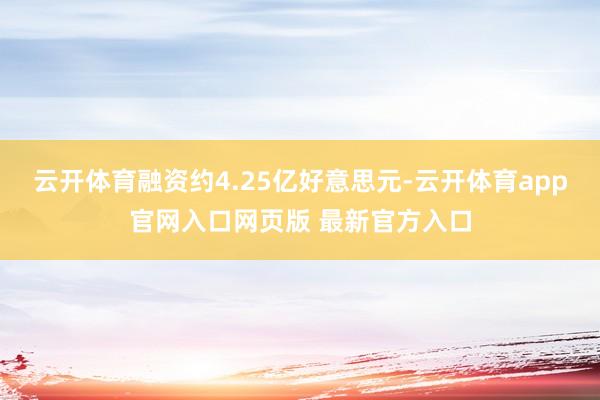 云开体育融资约4.25亿好意思元-云开体育app官网入口网页版 最新官方入口