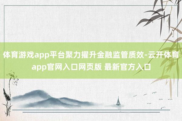 体育游戏app平台聚力擢升金融监管质效-云开体育app官网入口网页版 最新官方入口