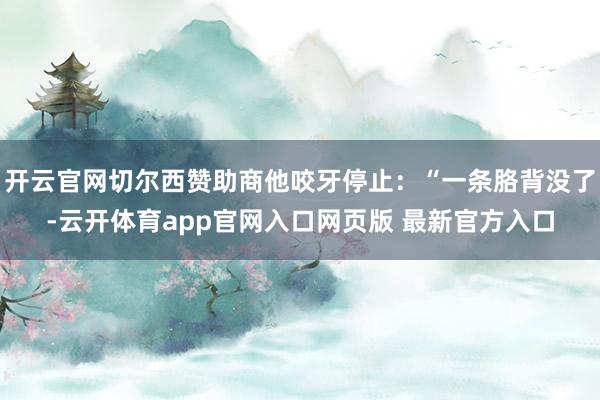 开云官网切尔西赞助商他咬牙停止：“一条胳背没了-云开体育app官网入口网页版 最新官方入口